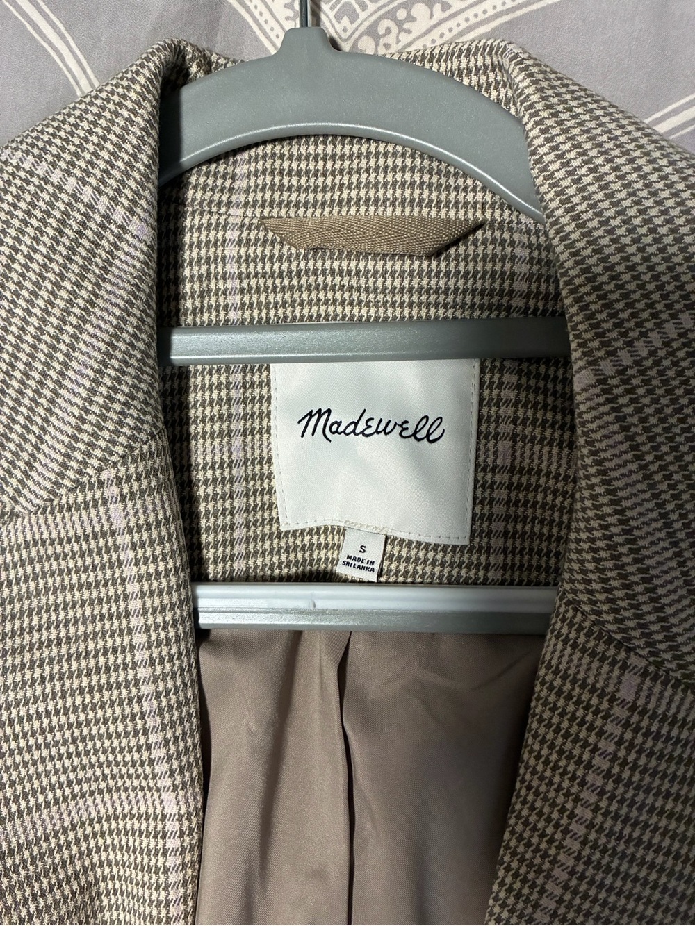 Madewell Taupe & Cream Houndstooth Sport Coat